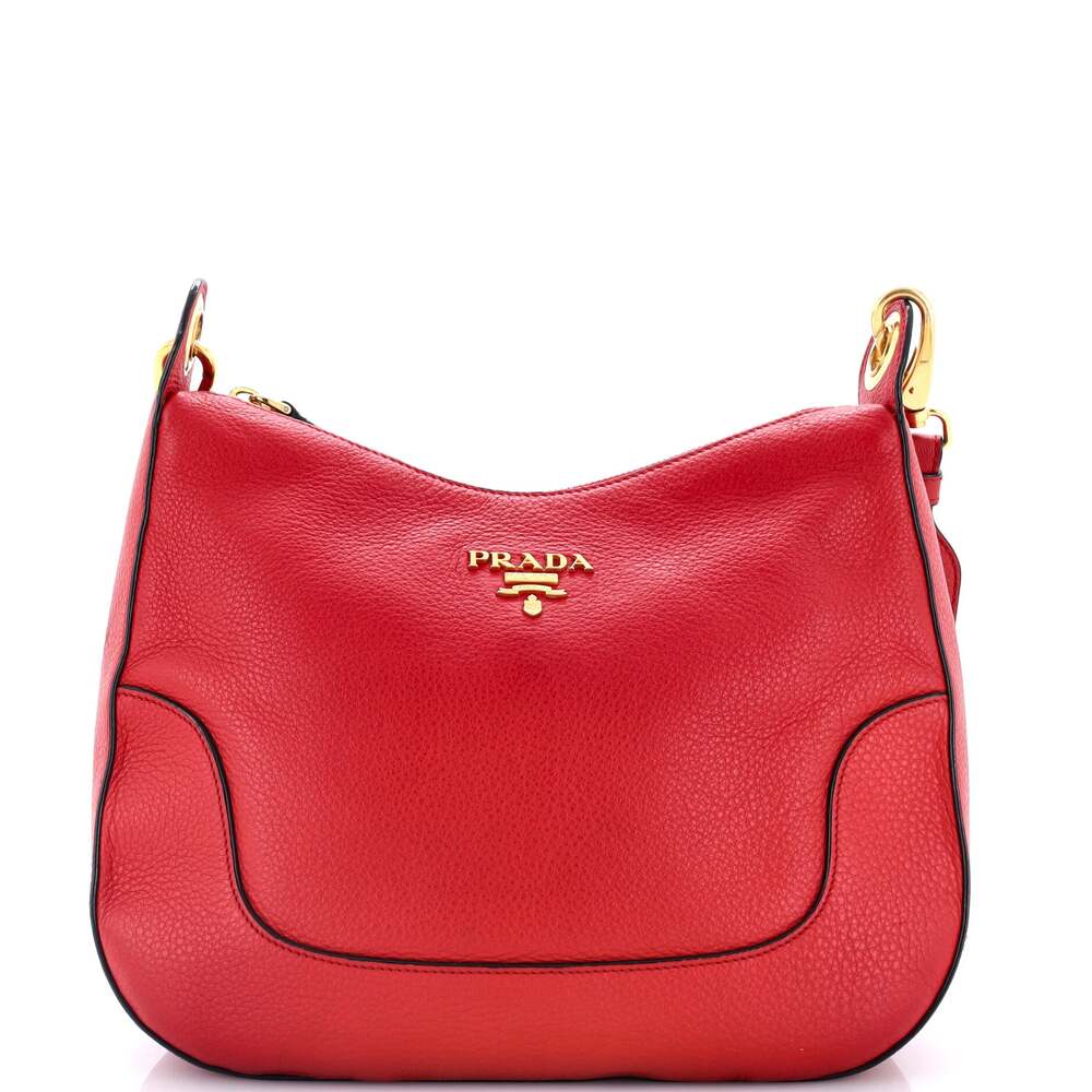 Prada Striped Strap Zip Hobo Vitello #311739P14B